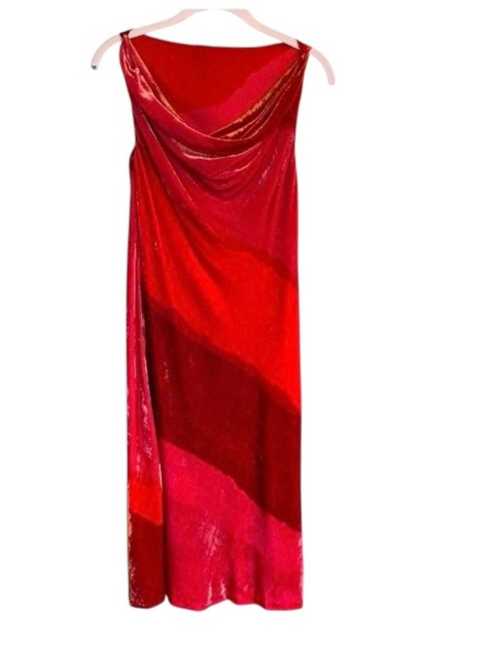 Silk Blend Draped Cowl Neck Sleeveless Midi Dress Size 8